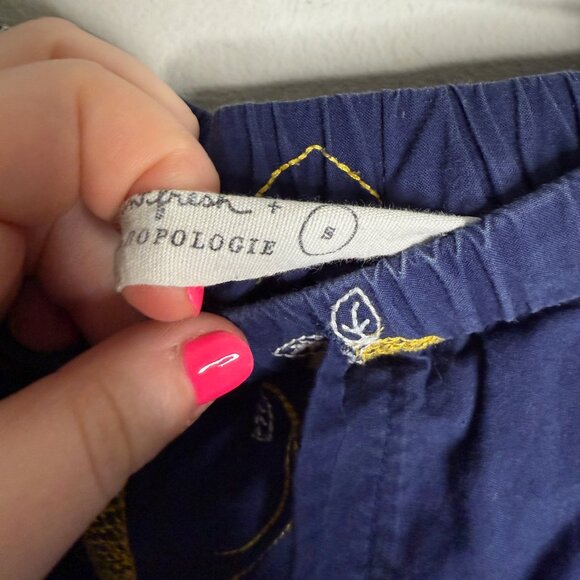 Anthropologie Women's Blue Lemon Drop Embroidered Pajama Set - Size S Small - Picture 7 of 8